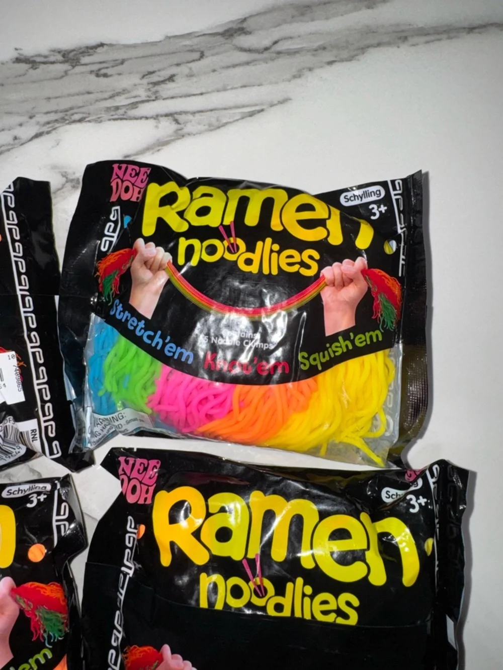 Needoh Ramen Noodlies Sensory Stretch Toys - Neon Multicolor